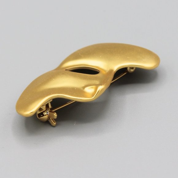 Yellow gold tone half face abstract art pin brooch - Picture 2 of 5